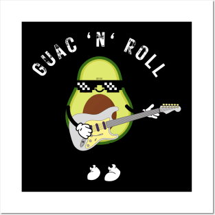 Guac 'n' Roll avocado guitarist T-shirt Posters and Art